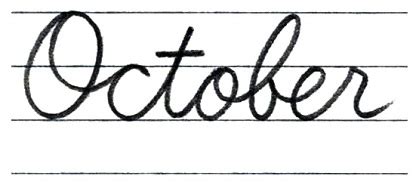 how to write october in cursive